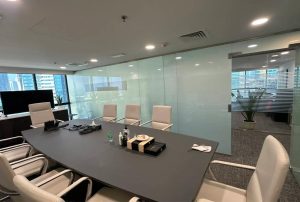 Smart glass film in UAE office for privacy and energy efficiency